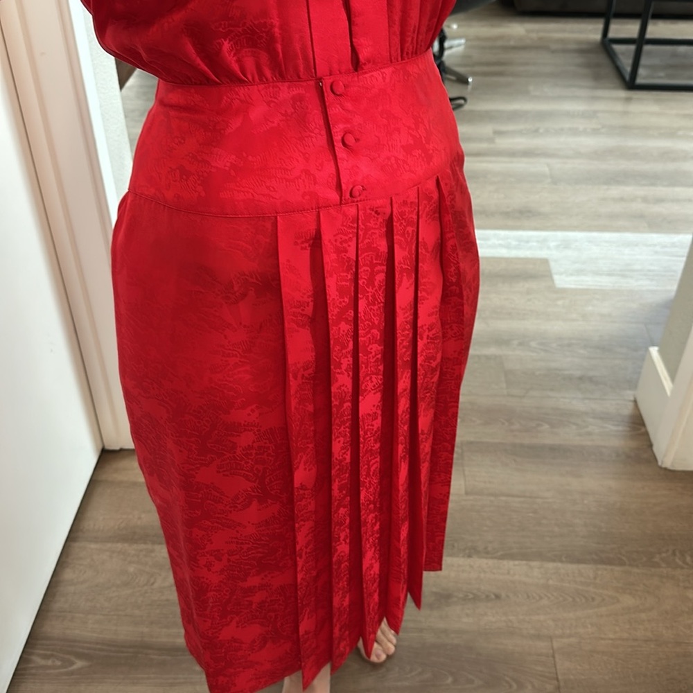 Vintage Silk Red Dresss - Picture 5 of 8